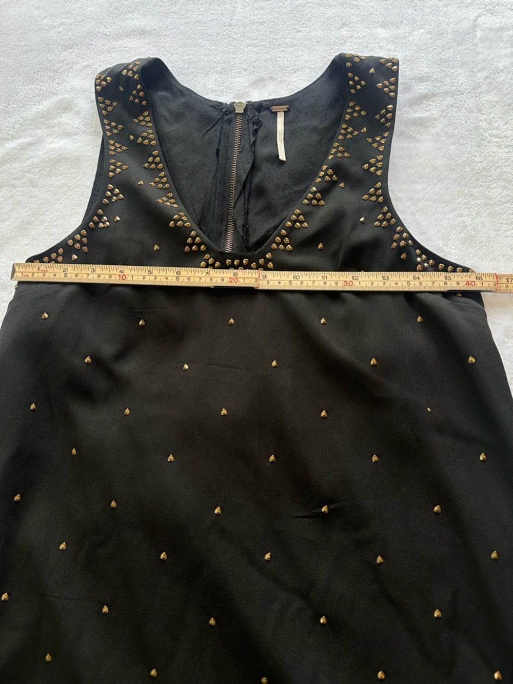 Free People Black Beaded Mini Dress Large V Neck Geometric Sleeveless - Picture 6 of 9
